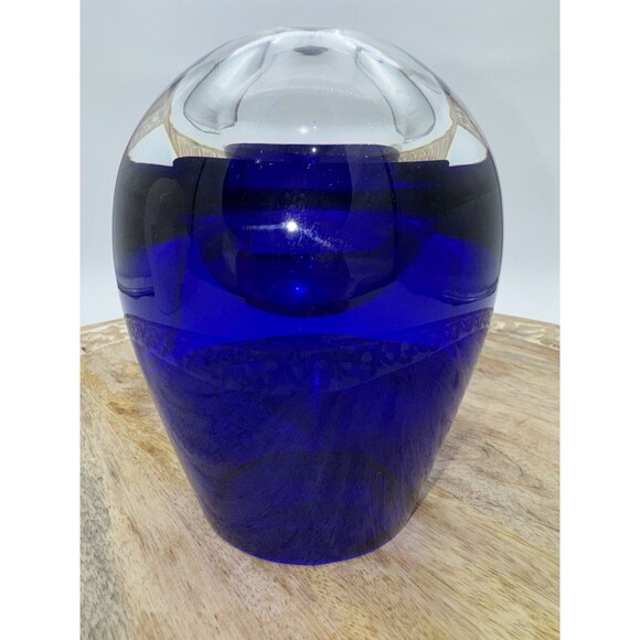 Krosno Art Glass Cobalt Blue & Clear Dual Use Small Arrangement Bud Vase Poland - Picture 5 of 8